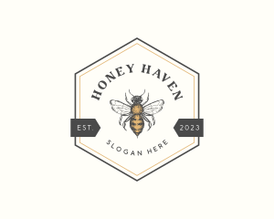 Hexagon Honey Bee logo design