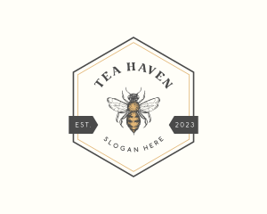 Hexagon Honey Bee logo design