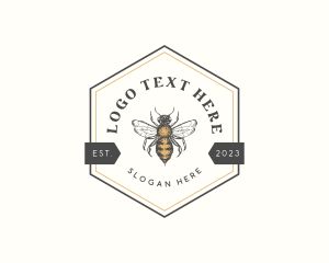 Vintage - Hexagon Honey Bee logo design