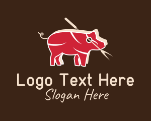 Farm Animal - Pork Pig Meat Butcher logo design