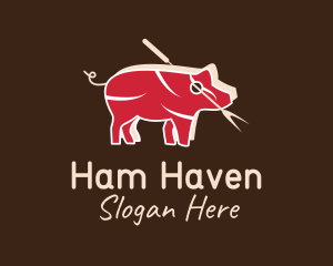 Ham - Pork Pig Meat Butcher logo design