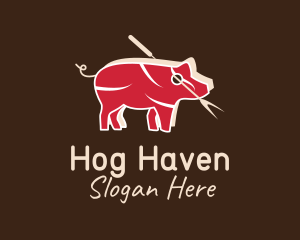 Hog - Pork Pig Meat Butcher logo design