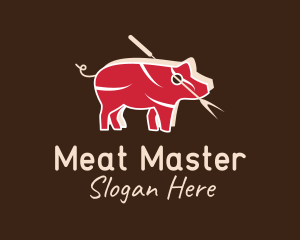 Pork Pig Meat Butcher logo design