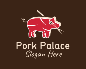 Pork Pig Meat Butcher logo design