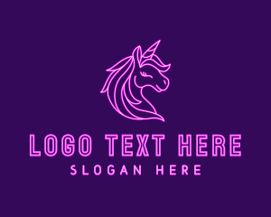 Birthday - Neon Magical Unicorn logo design