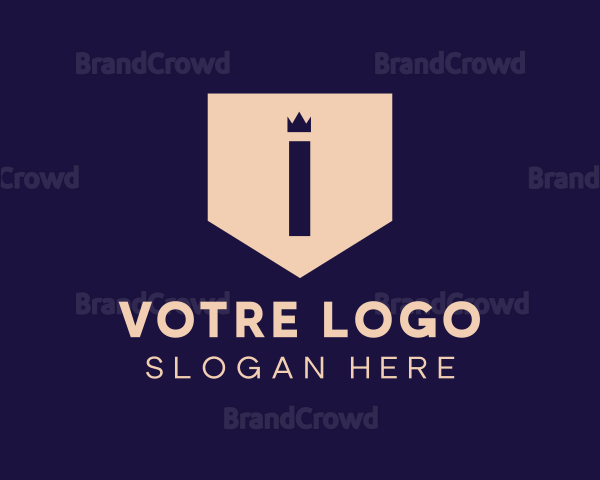 Crown Shield Letter I Logo
