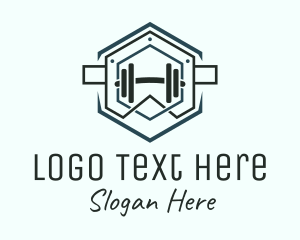 Gym Instructor - Hexagon Barbell Gym logo design