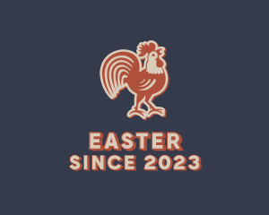 Orange Bird - Farm Rooster Chicken logo design