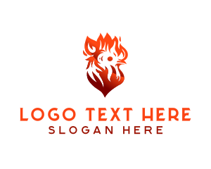 Rooster - Chicken Flame BBQ Grill logo design