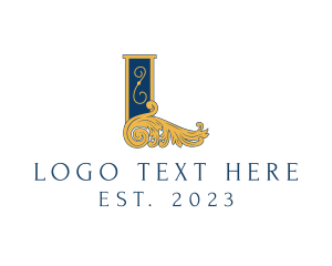 Palace - Supreme Ornate Flourish Letter L logo design