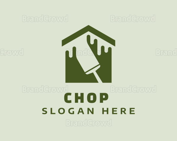 Green Home Paintbrush Logo