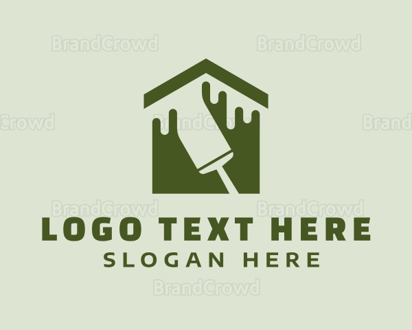 Green Home Paintbrush Logo