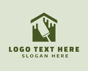 Renovation - Green Home Paintbrush logo design