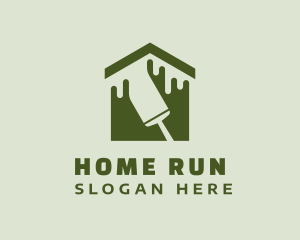 Green Home Paintbrush logo design