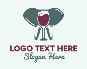 Nightclub - Elephant Wine Glass logo design