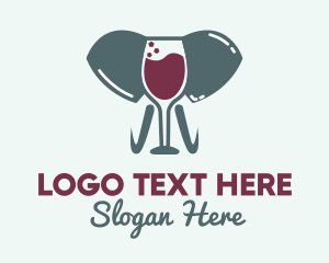 Liqueur - Elephant Wine Glass logo design