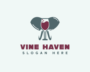 Elephant Wine Glass logo design