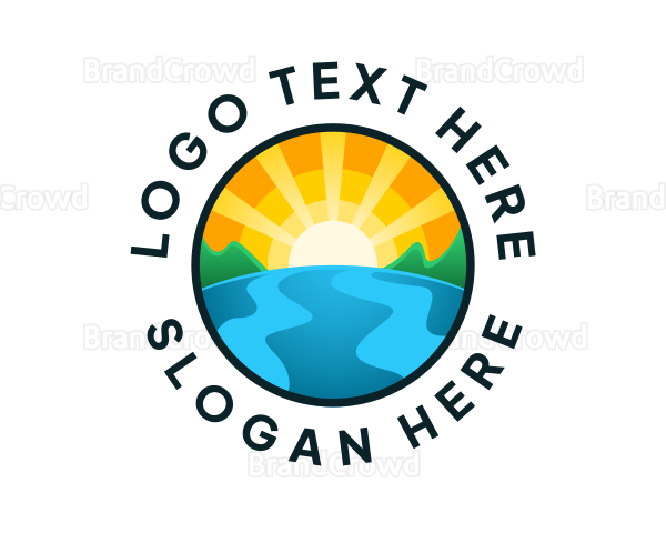 Tropical Beach Island Logo