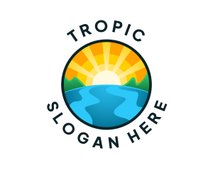 Tropical Beach Island logo design