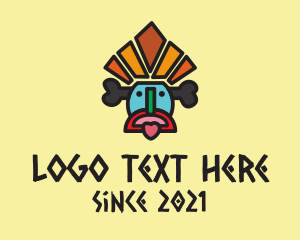 Aztec - Multicolor Tribal Mask logo design