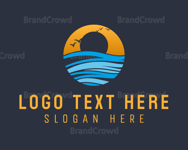 Sunset Ocean Holiday Logo