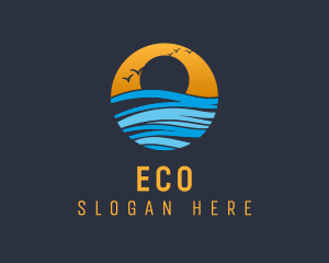 Sunset Ocean Holiday Logo