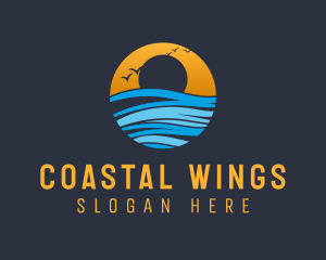 Seagull - Sunset Ocean Holiday logo design