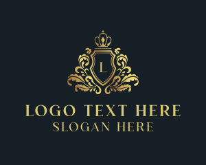 Wreath - Gold Crown Royal Shield logo design