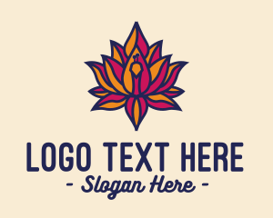 Yoga Teacher - Colorful Lotus Peacock logo design