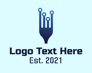 Catering - Blue Digital Fork logo design
