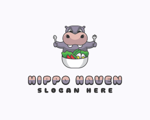 Hippo Dining Salad logo design