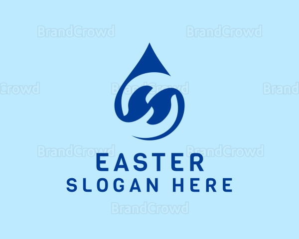 Blue Water Droplet Letter H Logo