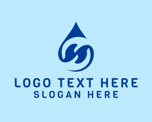 Oil - Blue Water Droplet Letter H logo design