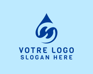 Blue Water Droplet Letter H Logo