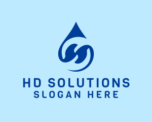 Blue Water Droplet Letter H logo design