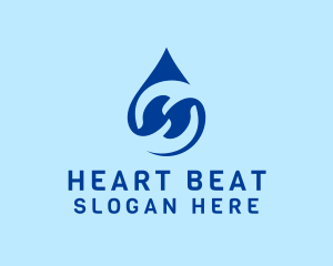 Blue Water Droplet Letter H logo design