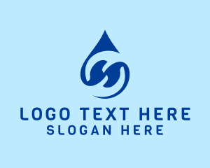 Purified Water - Blue Water Droplet Letter H logo design