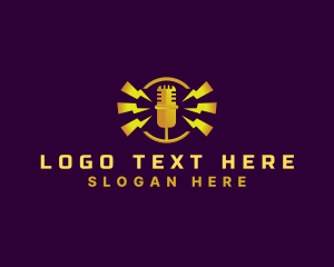 Podcaster - Lightning Microphone Podcast logo design