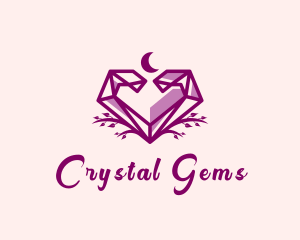 Heart Crystal Moon logo design