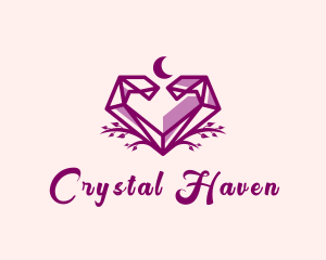 Heart Crystal Moon logo design