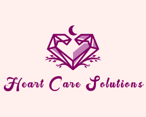 Heart Crystal Moon logo design