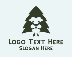 Jungle - Lion Pine Tree logo design