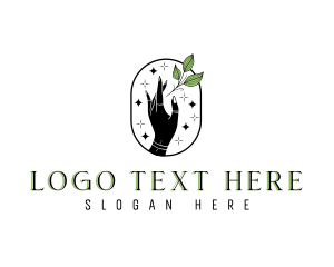 Massage - Mystical Hand Herb logo design