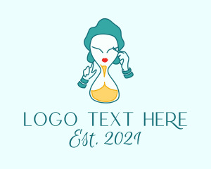 Sand Timer - Makeup Woman Hourglass logo design