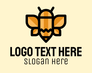 Insect - Pencil Bee Preschool logo design