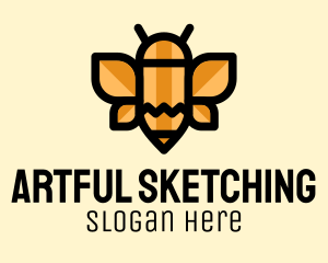 Sketching - Pencil Bee Preschool logo design