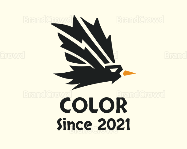 Flying Raven Bird Logo