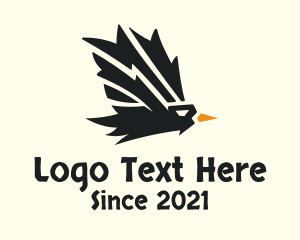 Raven - Flying Raven Bird logo design