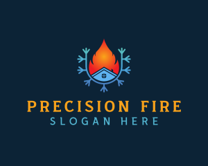 House Fire Snowflake  logo design