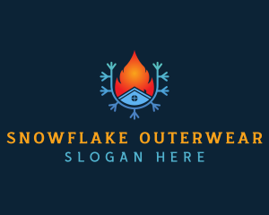 House Fire Snowflake  logo design